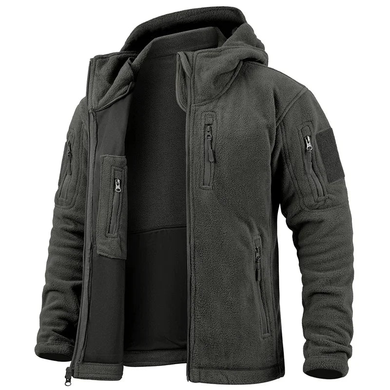 Men’s Tactical Fleece Jacket | Hooded Winter Warm Jacket