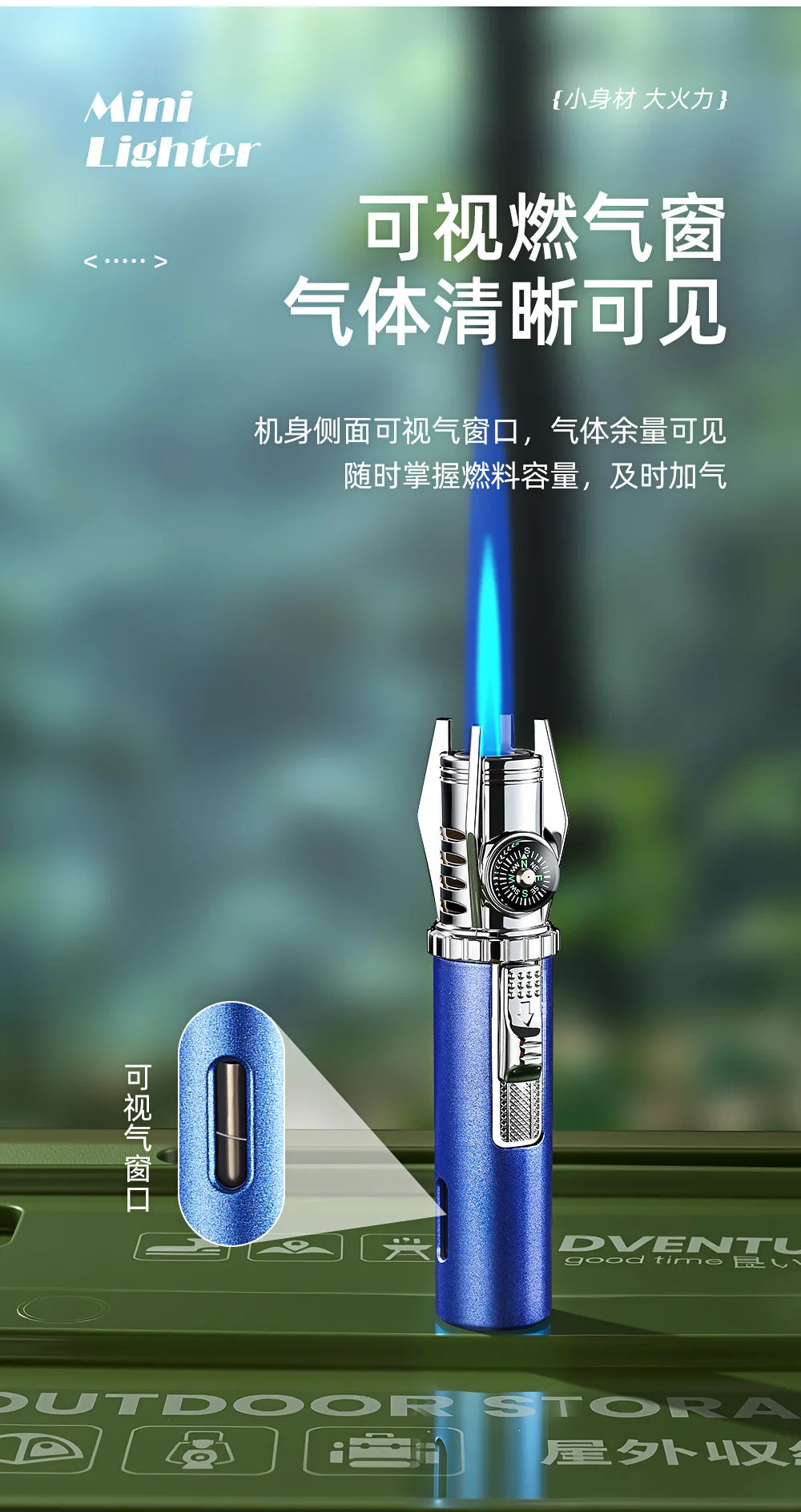 Windproof Emergency Lighter Gun with Compass | Survival Fire Starter