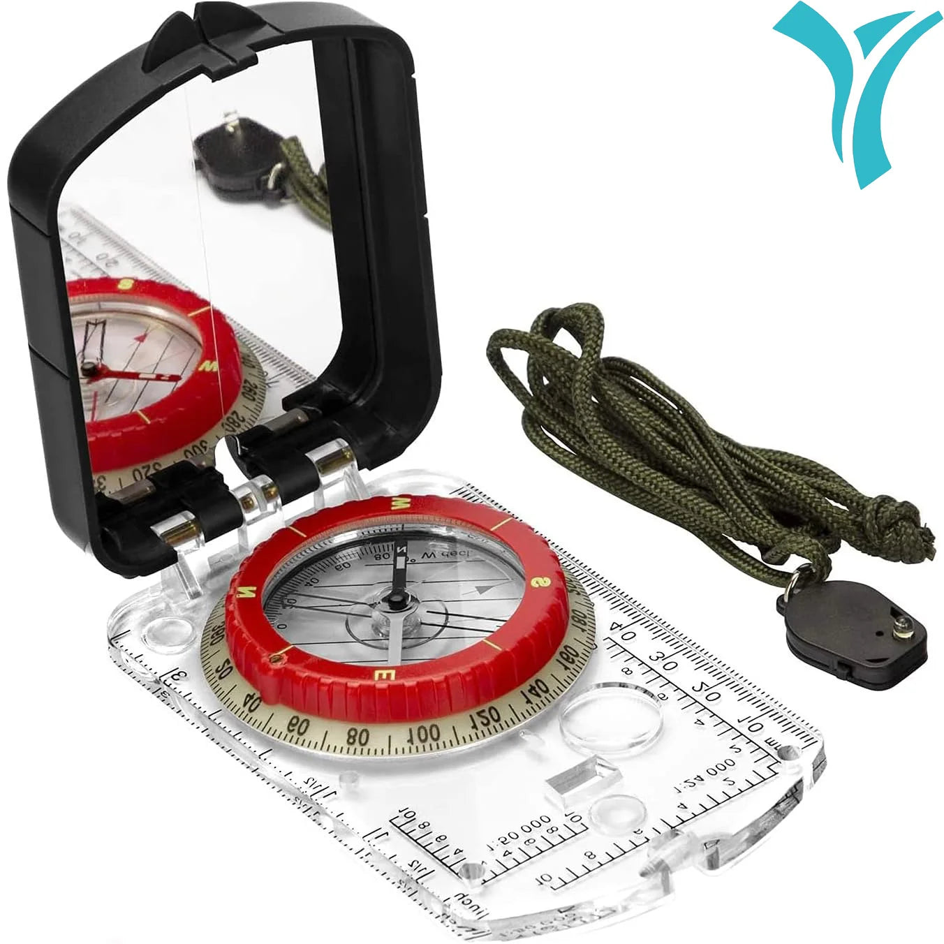 Map Compass with Sighting Mirror | Adjustable Declination | Multi-Function