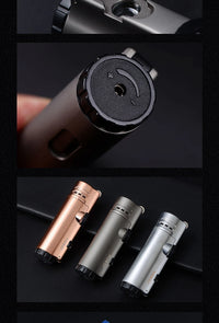 4-Flame Jet Torch Windproof Cigar Lighter | Metal Butane Lighter
