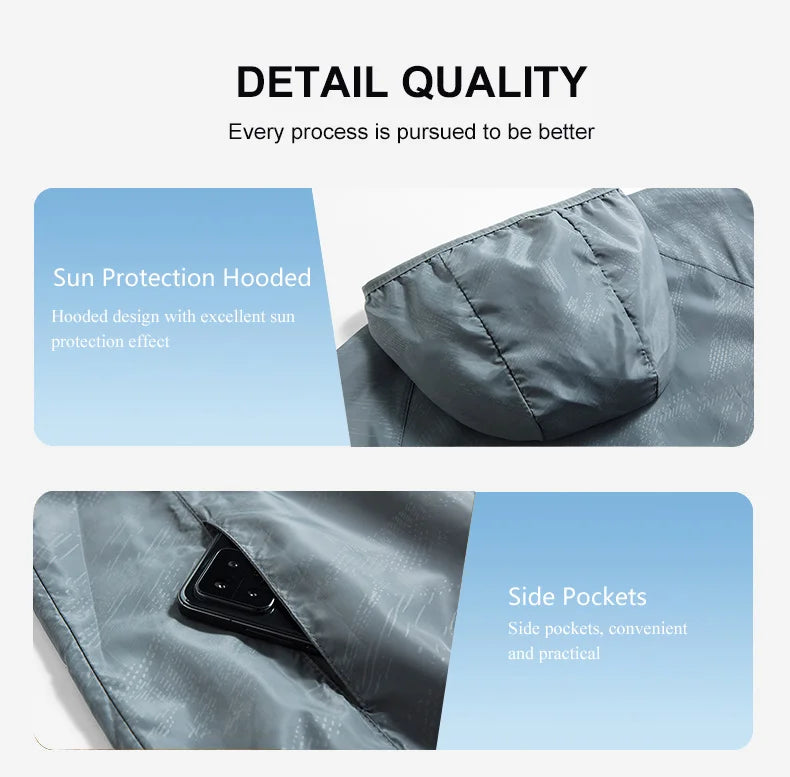 JNLN Men Women Waterproof Hiking Jacket Quick Dry Sun Protection Windbreaker Unisex Camping Climbing Outdoor Sports Rain Coat