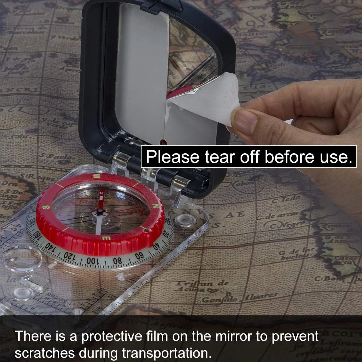 Map Compass with Sighting Mirror | Adjustable Declination | Multi-Function