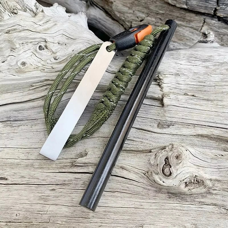 10x150mm Outdoor Flint Magnesium Fire Starter | EDC Survival Kit with Scraper & Whistle