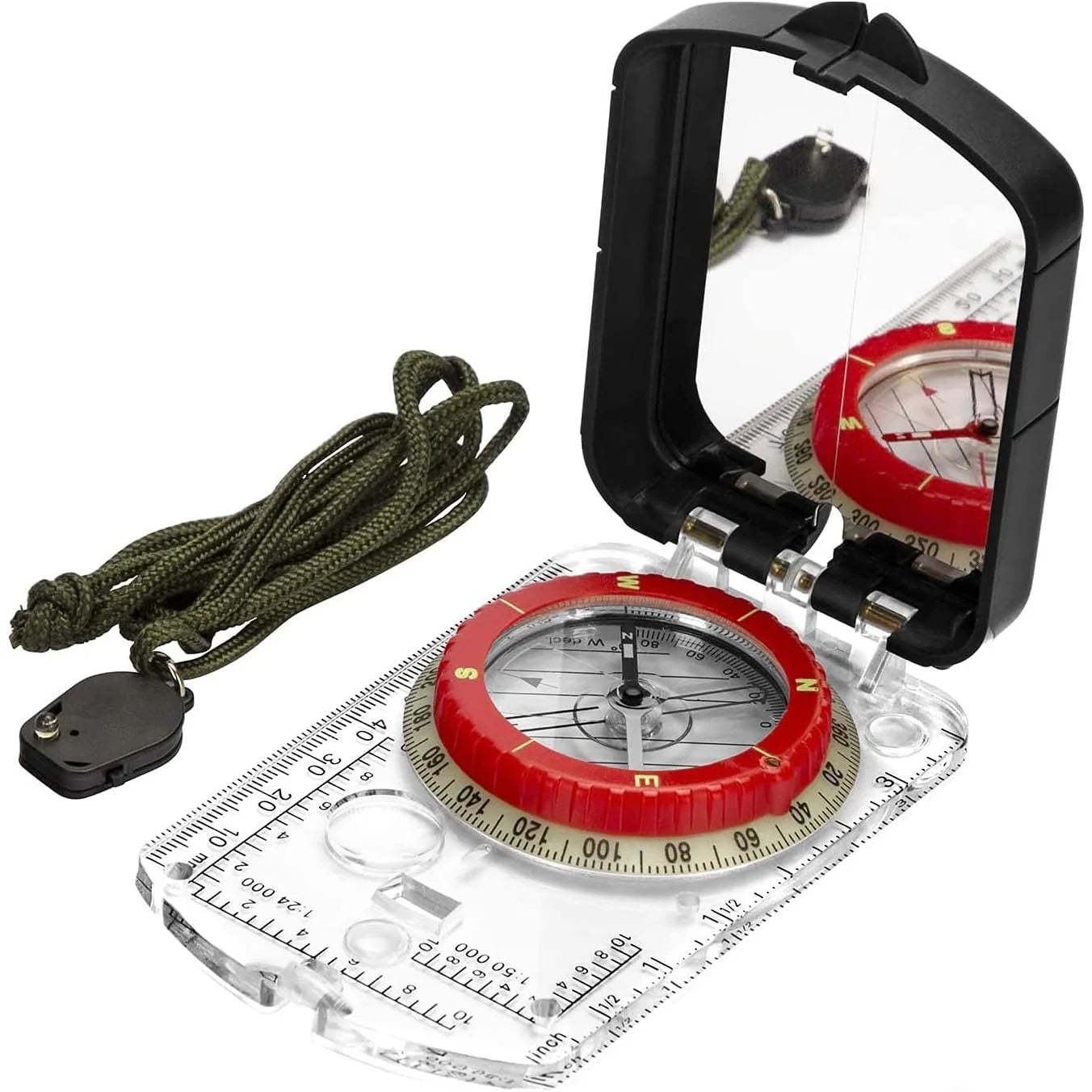 Orienteering Map Compass | Sighting Mirror with Adjustable Declination