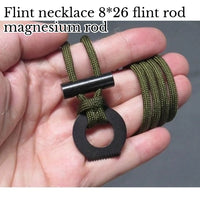 Survival Fire Starter Paracord Necklace | Flint & Steel EDC Tool