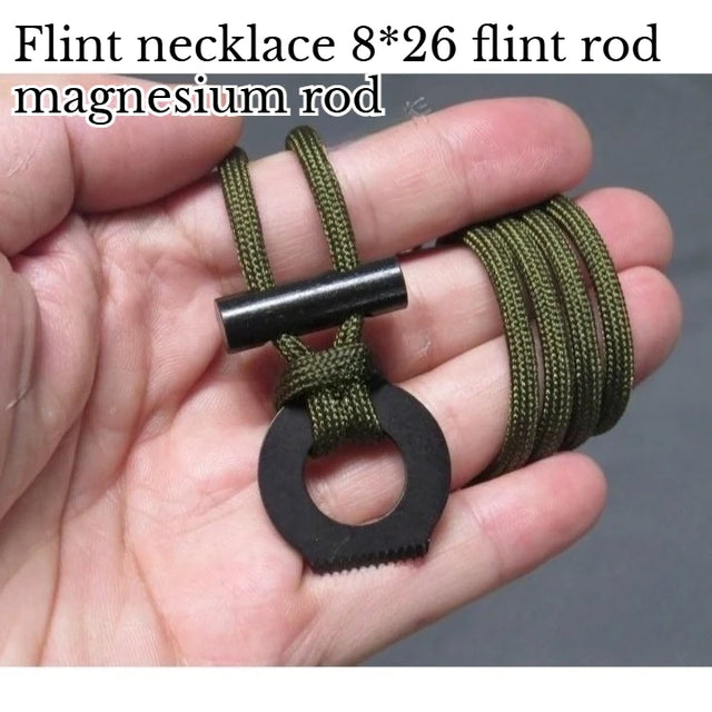 Survival Fire Starter Paracord Necklace | Flint & Steel EDC Tool