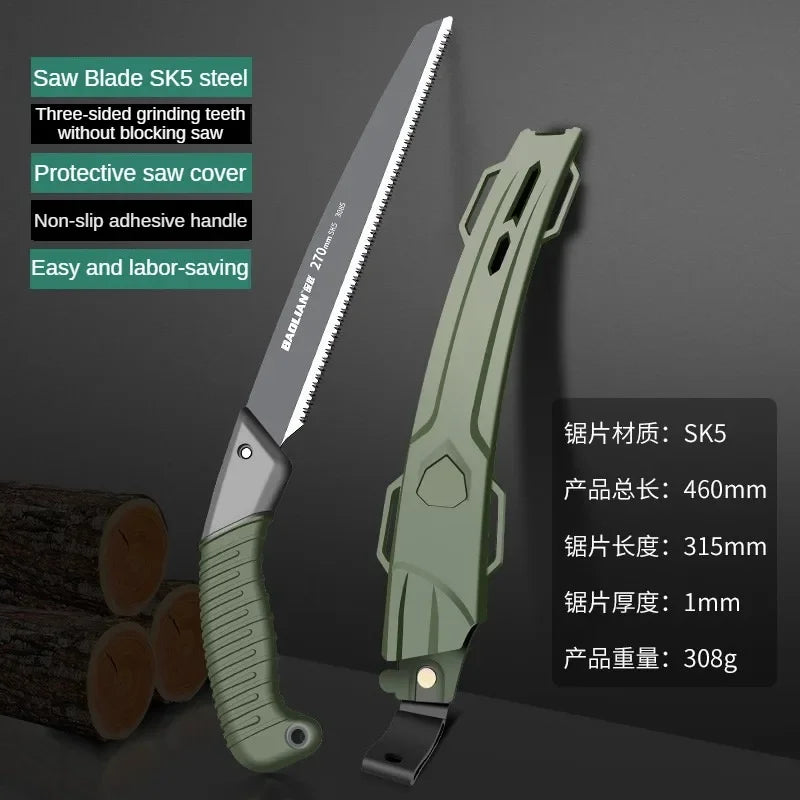 Folding Hand Saw Outdoor for Wood Branches Cutting Tree Trimming Camping Backpacking Hiking Ergonomic No-Slip Handle Hand Tools