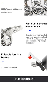 Widesea Camping Tourist Burner 8800W Gas Stove Cookware