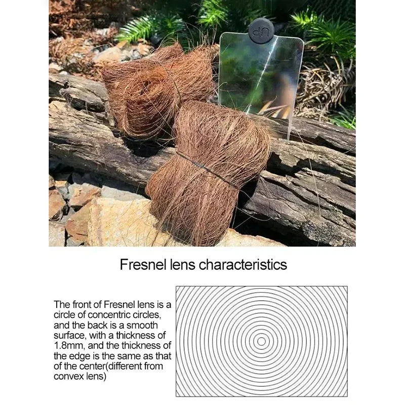 Outdoor Solar Fire Starter Card | Fresnel Lens Survival Tool