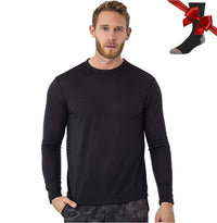 Merino Wool Base Layer Set | Men’s Long Sleeve Thermal Top & Hiking Socks