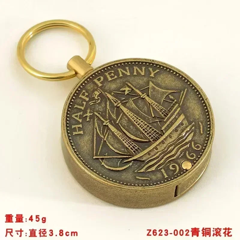 Retro Coin Kerosene Torch Lighter | Mini Portable Keychain Cigarette Lighter
