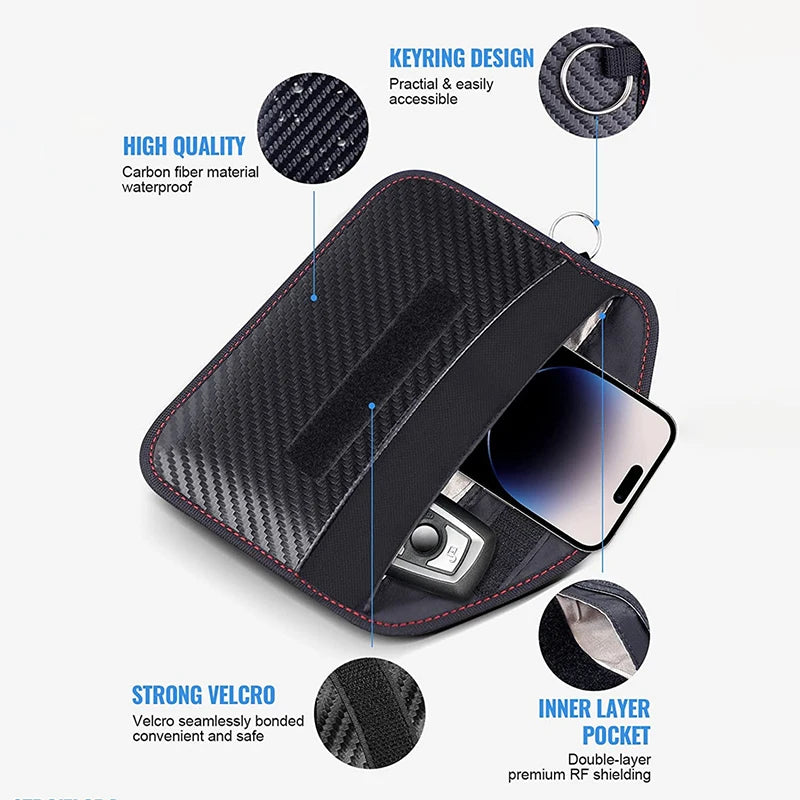Faraday Pouch for Car Keys | 2-Pack RFID Signal Blocking Bag