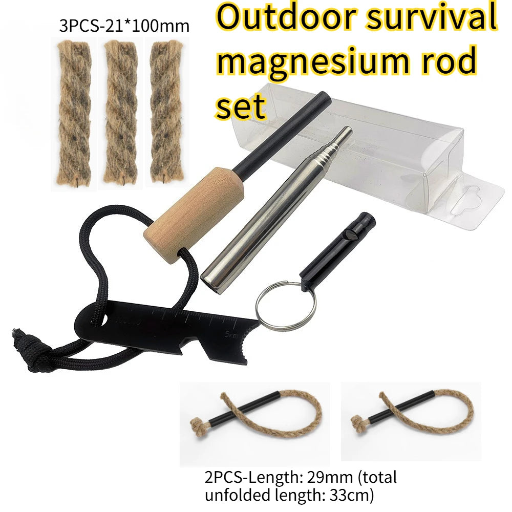 Outdoor Survival Firestarter Kit | Magnesium Ferro Rod with Multi-Tool Striker