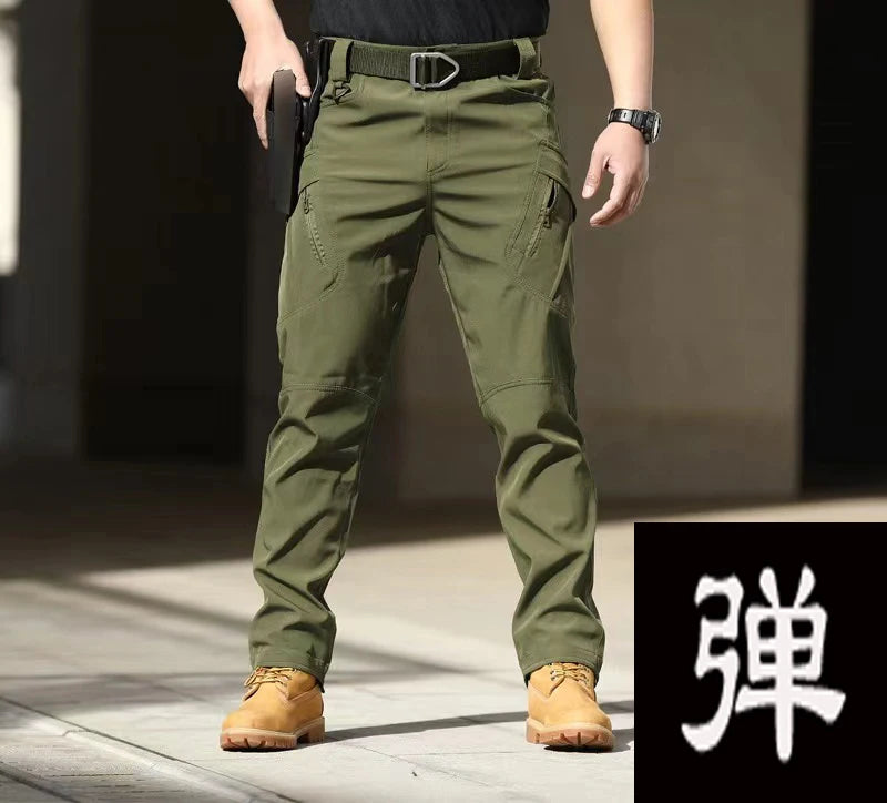 Men's Spring Autumn Tactical Combat Gargo Elastic Camping Hiking Trekking Climbing Outdoor Trousers Softshell Quick Dry Pants
