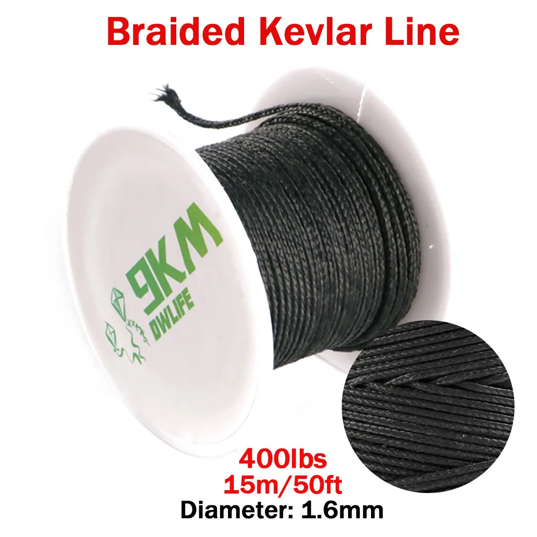 9KM DWLIFE Kevlar Cord | High-Strength Braided Rope