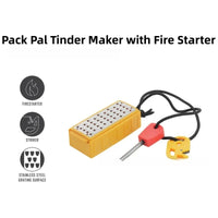 Smith's 50562 Pack Pal Tinder Maker with Fire Starter | Stainless Steel Grater | Outdoor Survival Tool