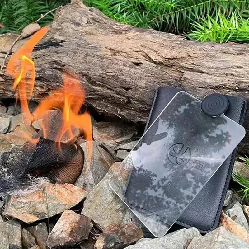 Outdoor Solar Fire Starter Card | Fresnel Lens Survival Tool