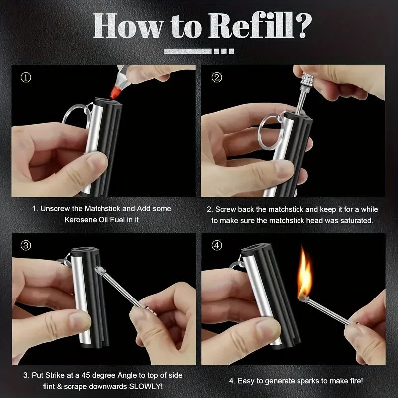 Permanent Match Lighter | Waterproof Keychain Fire Starter | Outdoor Adventure Tool