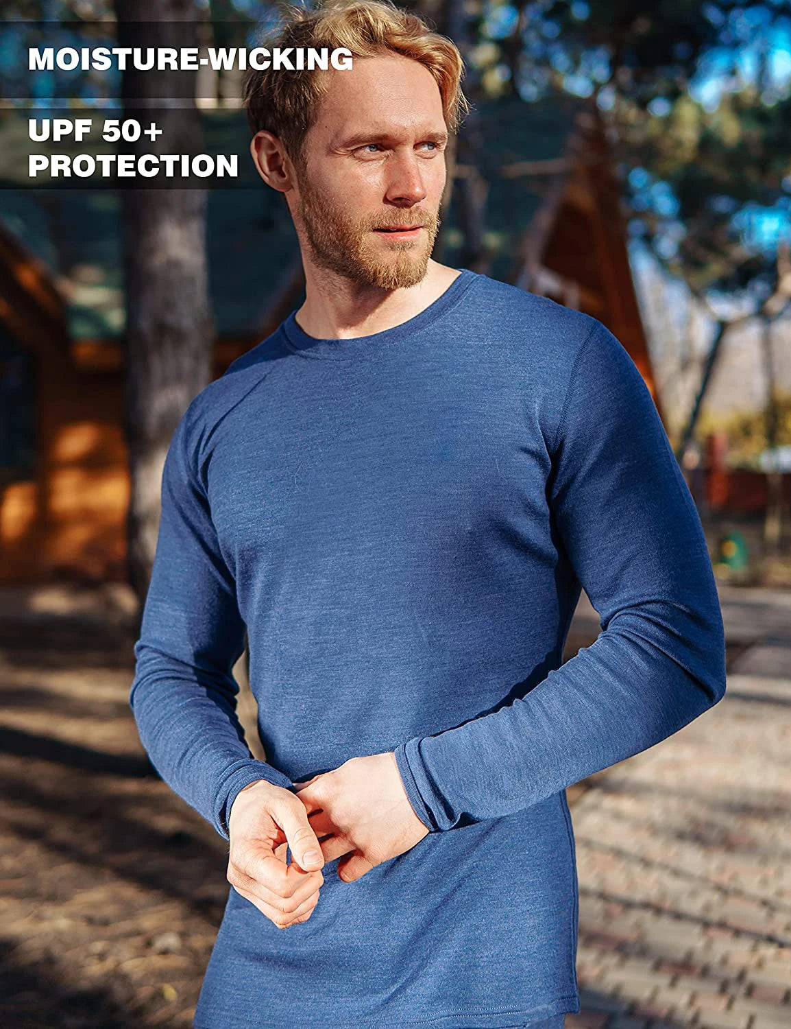 Merino Wool Base Layer Set | Men’s Long Sleeve Thermal Top & Hiking Socks