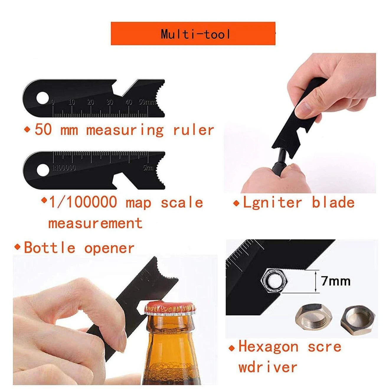 Outdoor Survival Firestarter Kit | Magnesium Ferro Rod with Multi-Tool Striker