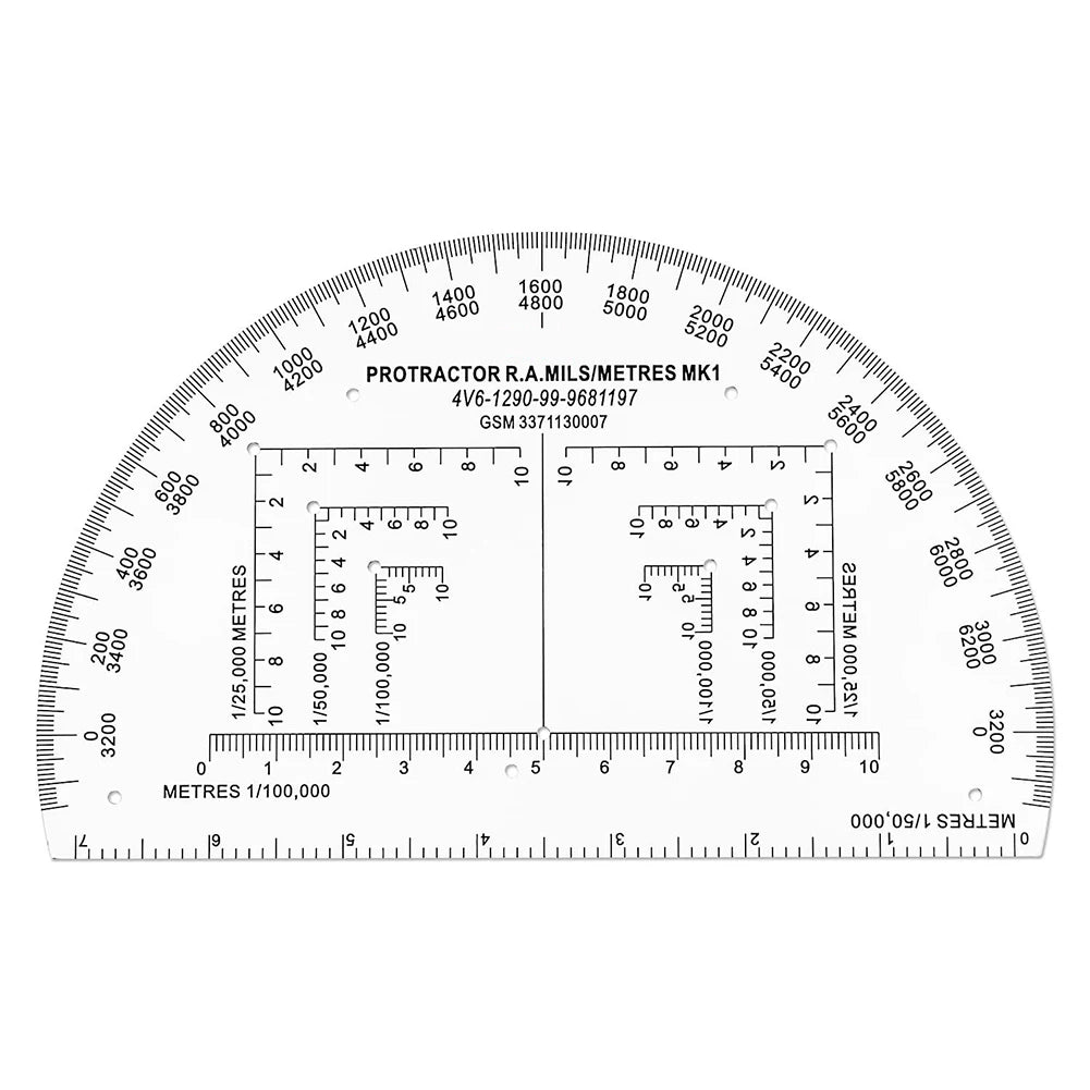 Map Protractor for Land Navigation | Semi-Circle MILS Map Marking Tool