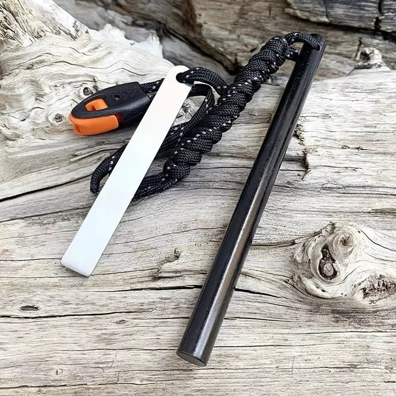 10x150mm Outdoor Flint Magnesium Fire Starter | EDC Survival Kit with Scraper & Whistle