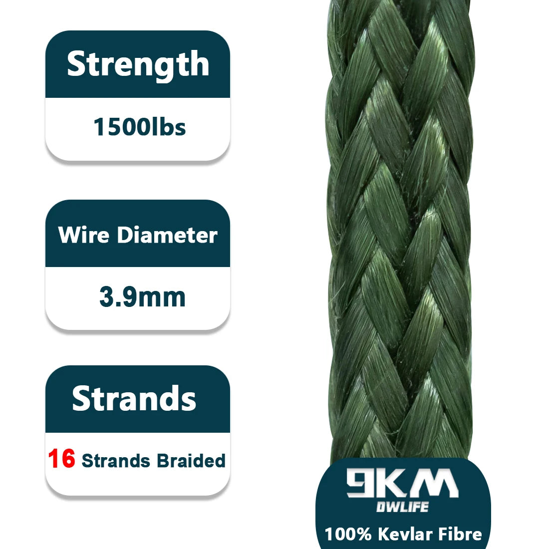 9KM DWLIFE Kevlar Cord | High-Strength Braided Line