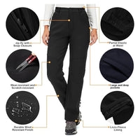 TRVLWEGO Winter Women Camping Hiking Pants Travel Soft Shell Warm Waterproof Fleece Windproof Outdoor Skiing Trekking Trousers