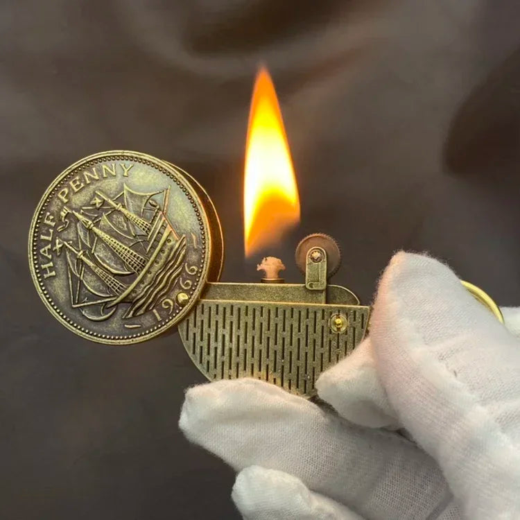 Retro Coin Kerosene Torch Lighter | Mini Portable Keychain Cigarette Lighter