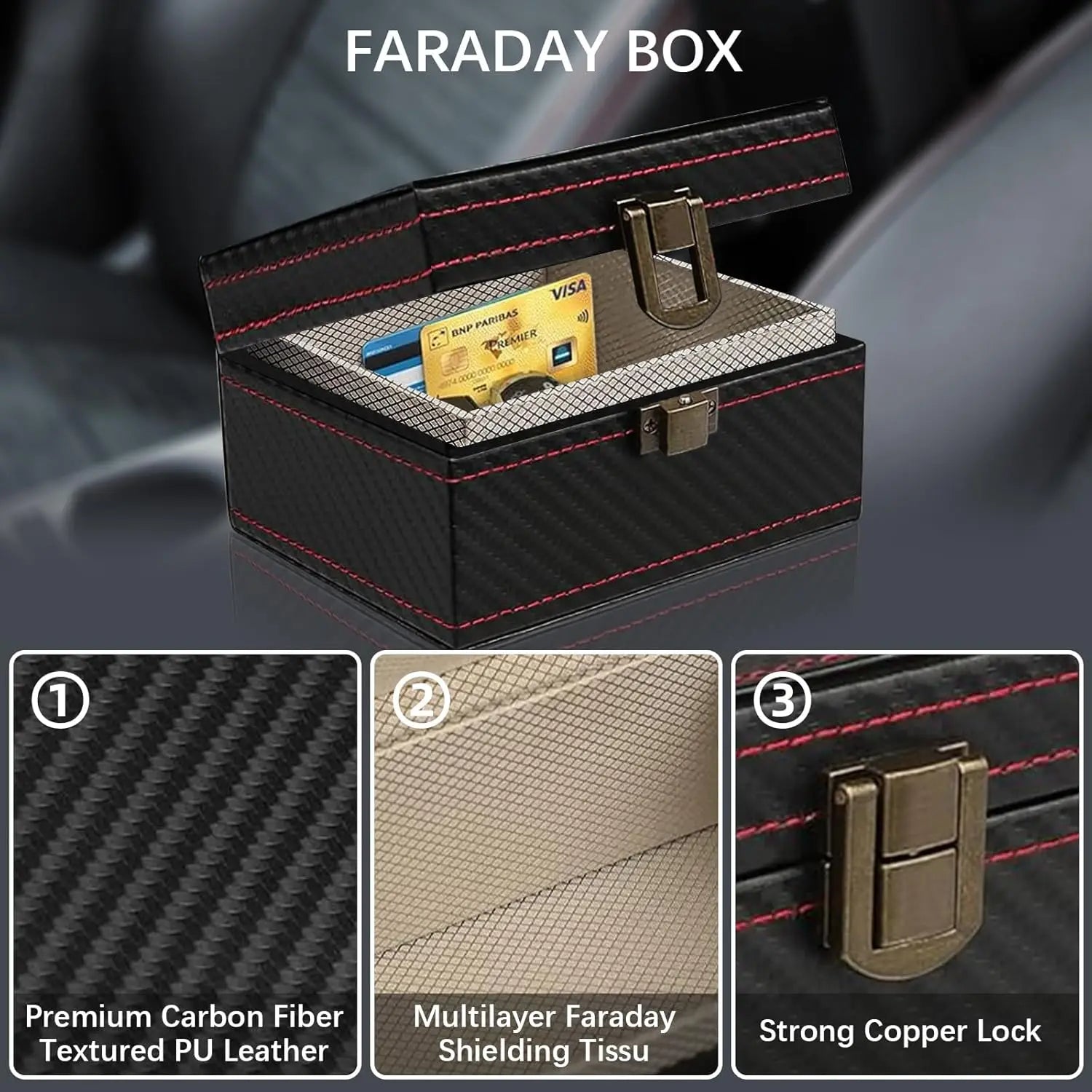 Anti Theft Faraday Box with Bag for Key Fob Cage RFID Faraday Key Fob Protector Radiation-proof Mobile Phone Box Car Keyless