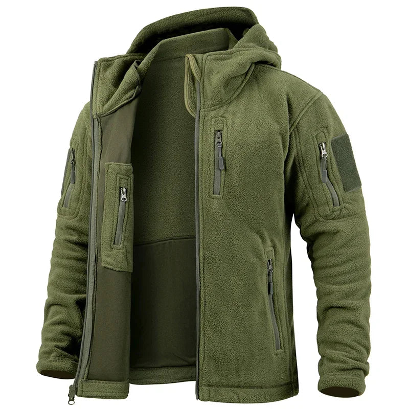 Men’s Tactical Fleece Jacket | Hooded Winter Warm Jacket