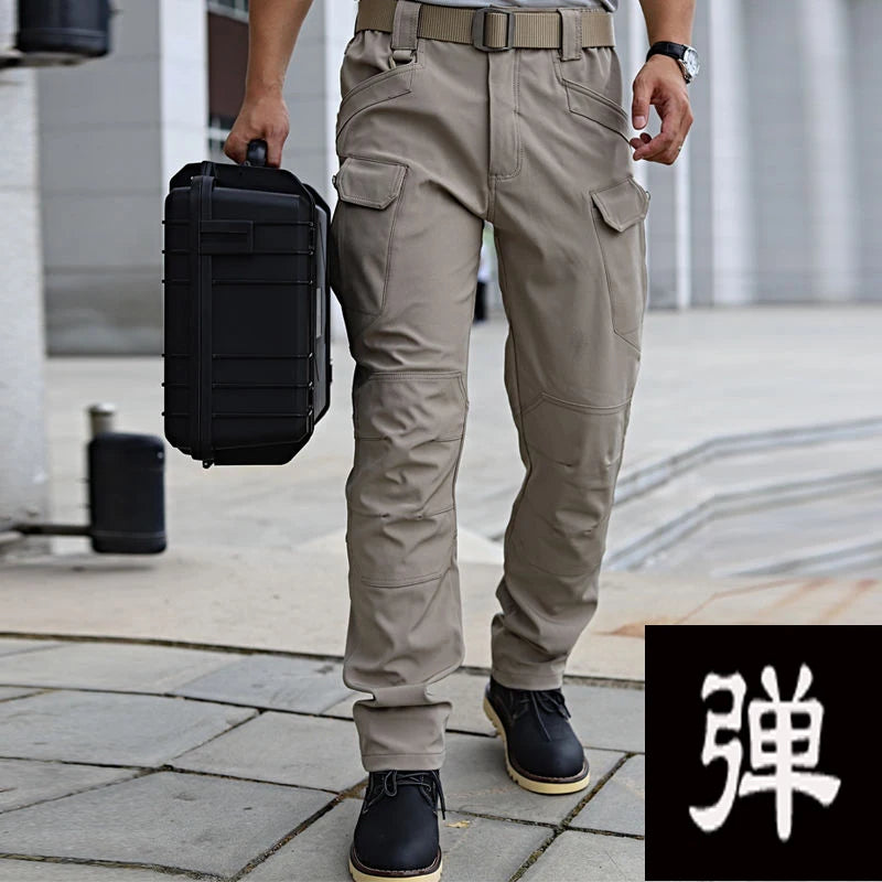 Men's Spring Autumn Tactical Combat Gargo Elastic Camping Hiking Trekking Climbing Outdoor Trousers Softshell Quick Dry Pants