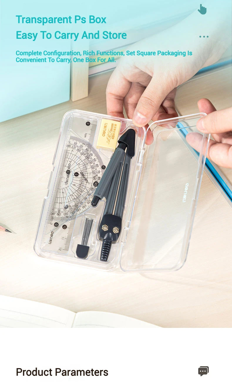 Deli Compass Set | Multifunctional Drawing & Ruler Kit