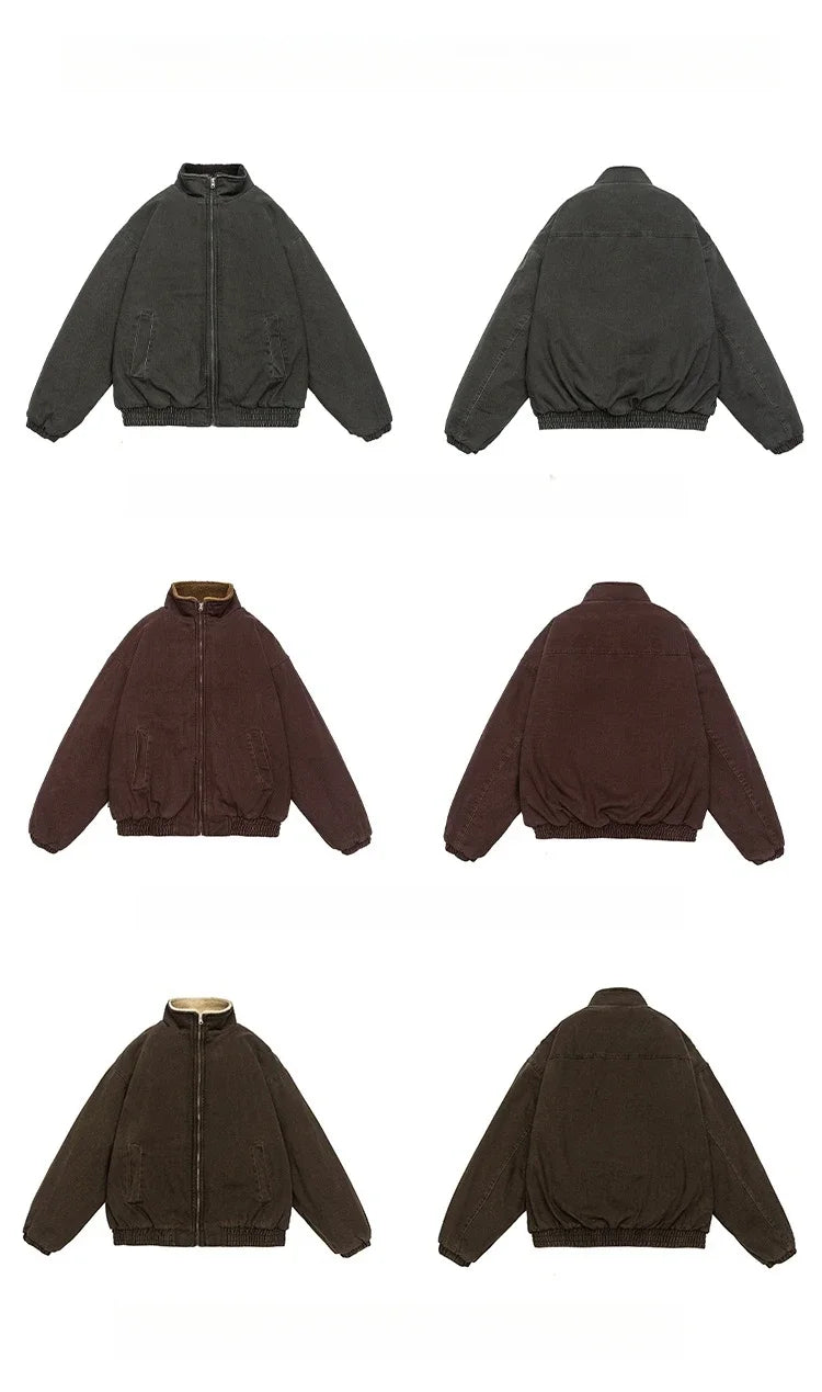 Japanese Vintage MenPolar Wool Jacket Winter High Quality Coat Thick Korean Streetwear Loose Couple Fashionable Male Warm Jacket