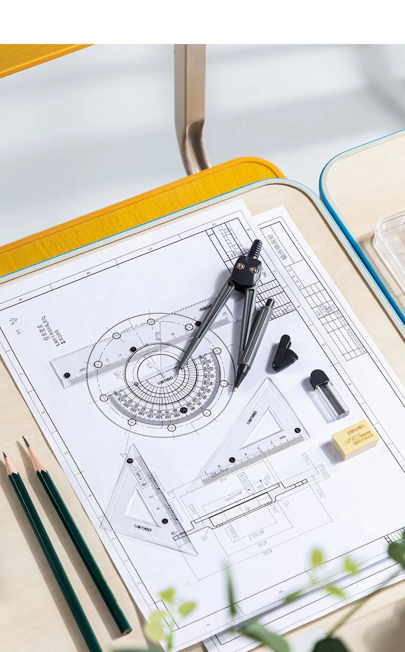 Deli Compass Set | Multifunctional Drawing & Ruler Kit