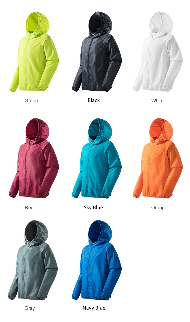 JNLN Men Women Waterproof Hiking Jacket Quick Dry Sun Protection Windbreaker Unisex Camping Climbing Outdoor Sports Rain Coat