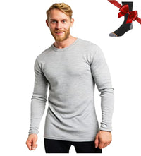 Merino Wool Base Layer Set | Men’s Long Sleeve Thermal Top & Hiking Socks