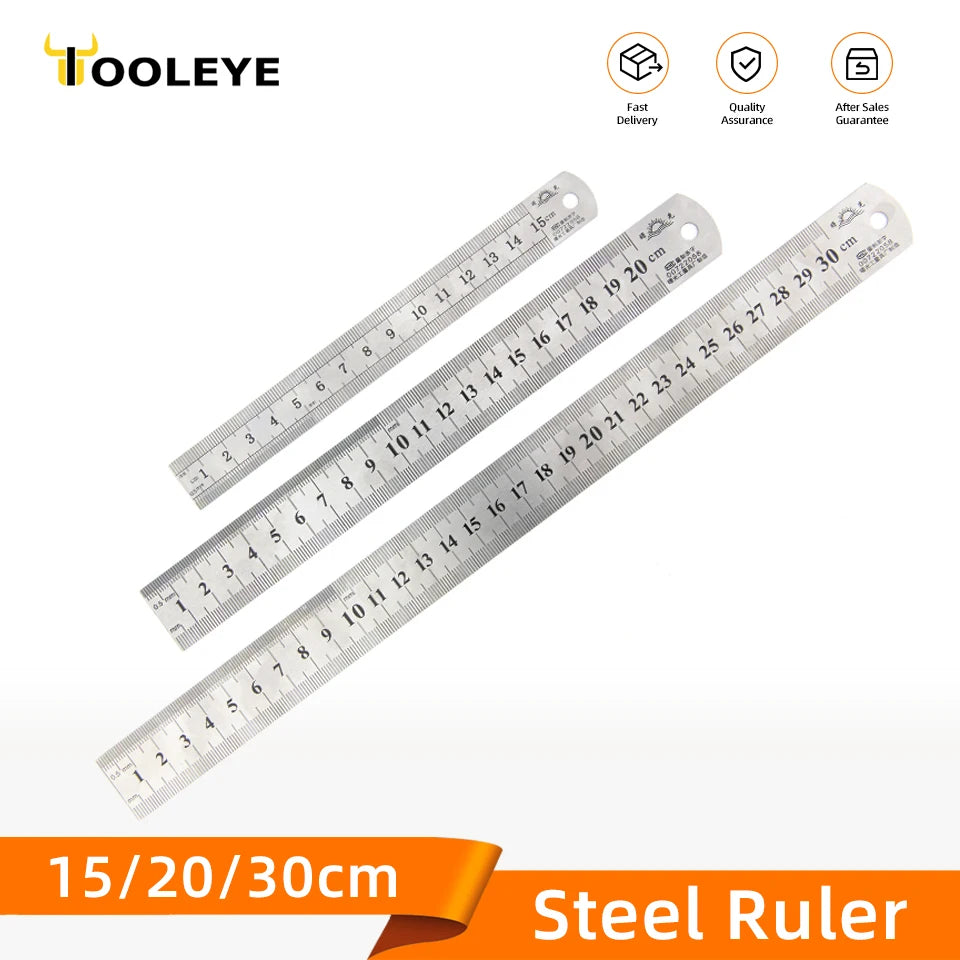 Stainless Steel Metal Ruler | Double-Sided Straightedge Scale (0–15 / 25 / 30 cm)