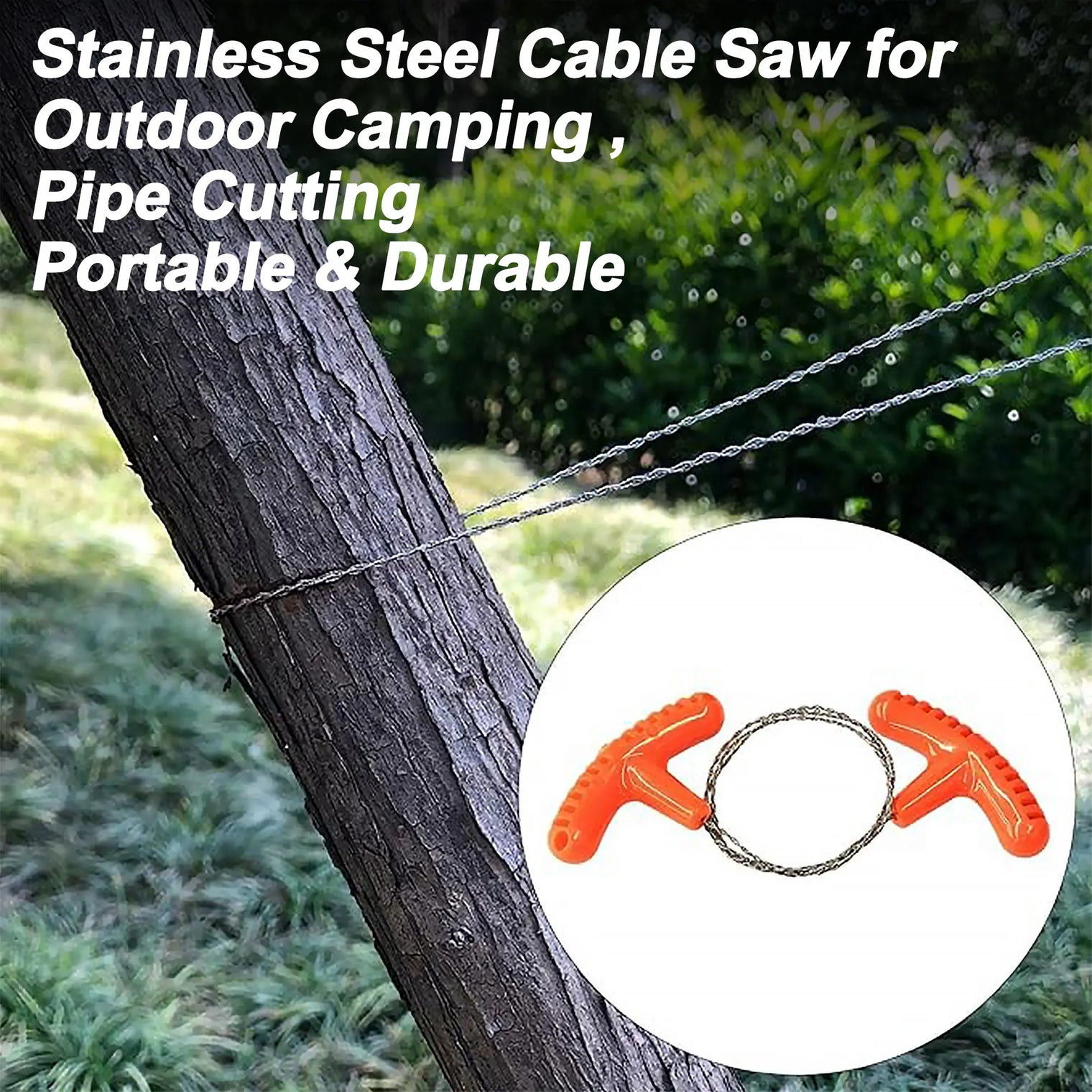 Cable Saw Stainless Steel Wire Saw Pocket Hand Saw for PVC, PE, ABS Pipes Cutting, Camping Hiking Wood Cutting