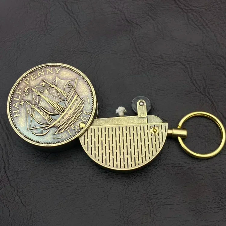 Retro Coin Kerosene Torch Lighter | Mini Portable Keychain Cigarette Lighter