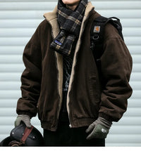 Japanese Vintage MenPolar Wool Jacket Winter High Quality Coat Thick Korean Streetwear Loose Couple Fashionable Male Warm Jacket