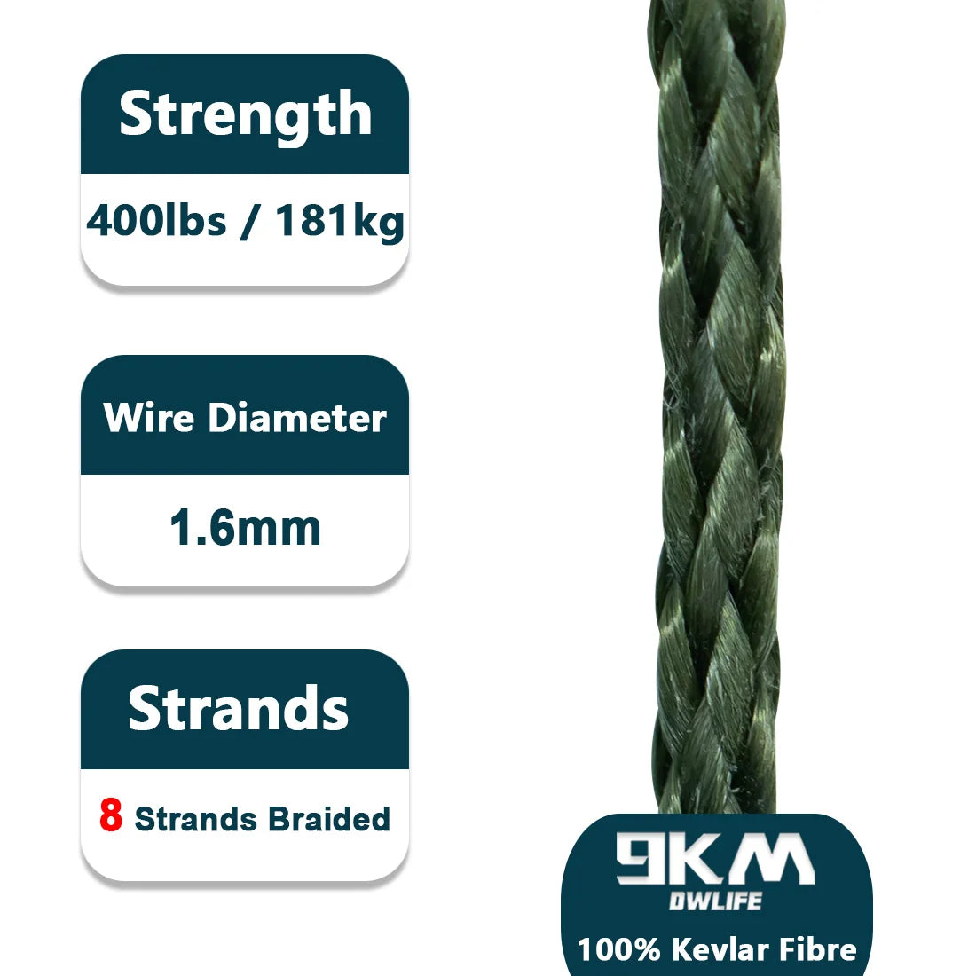 9KM DWLIFE Kevlar Cord | High-Strength Braided Line
