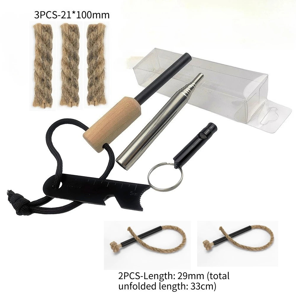 Outdoor Survival Firestarter Kit | Magnesium Ferro Rod with Multi-Tool Striker