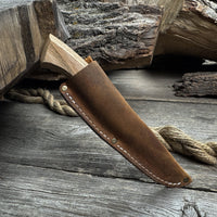 Detail Wood Carving Knife with Leather Sheath, Blade 5 cm (1.97 inches)