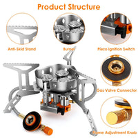 Portable 4000W Foldable Camping Stove with Ignition & Carry Case