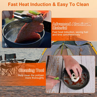 16Pcs Camping Cooking Ware Set Camping Stove Cookware Kit Aluminum Pot Pan Kettle Set with Bowls Knife Fork Spoon Carabiner Spatula Cutting Board for Hiking Picnic Outdoor