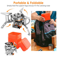 Portable 4000W Foldable Camping Stove with Ignition & Carry Case