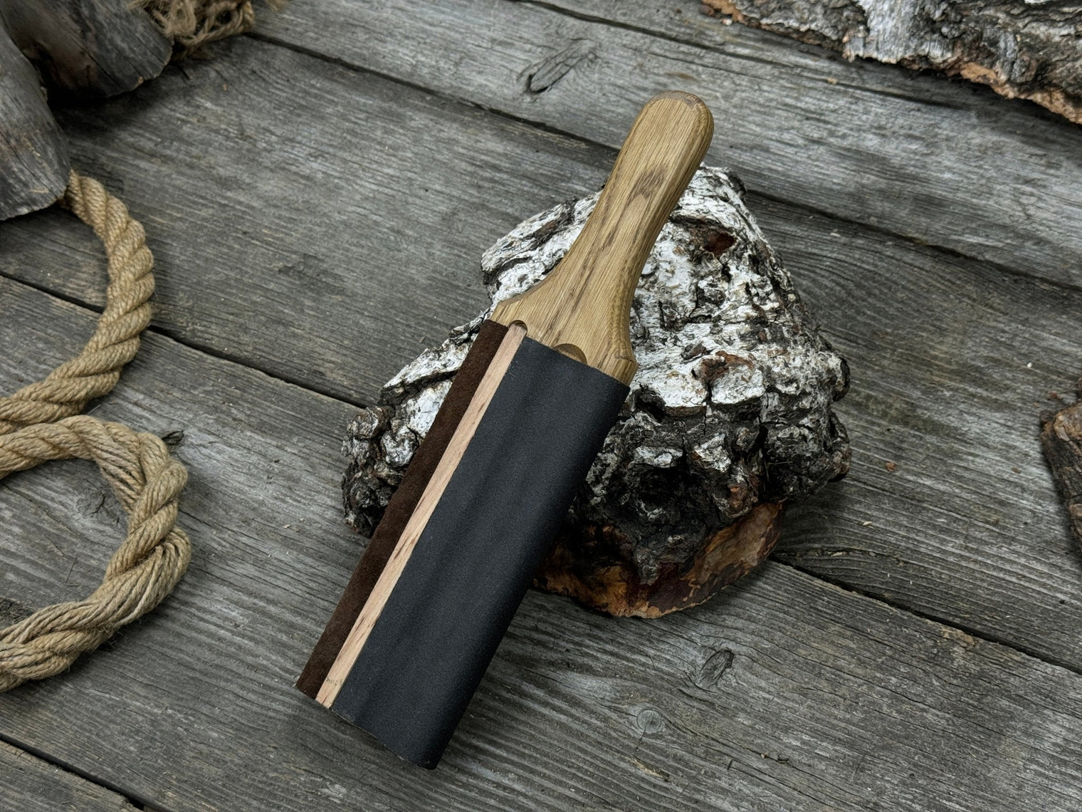 Dual-Sided Leather Paddle Strop For Hook Knives & Gouges