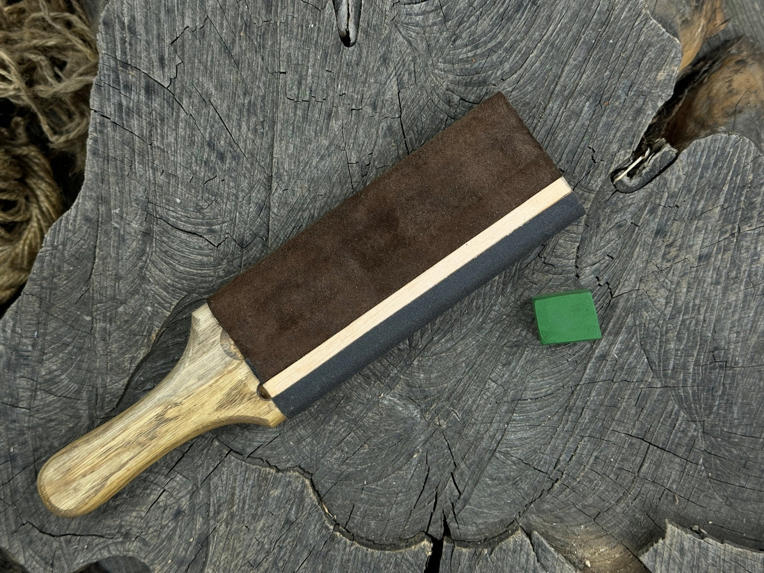 Dual-Sided Leather Paddle Strop For Hook Knives & Gouges
