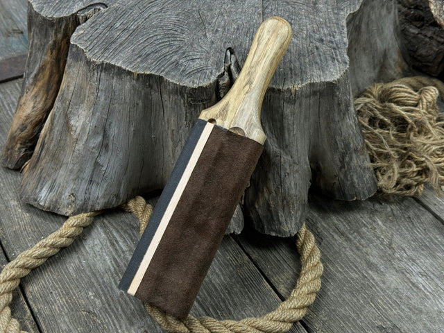 Dual-Sided Leather Paddle Strop For Hook Knives & Gouges